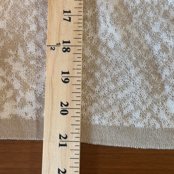 ST JOHN Knit Cardigan Beige Cream Pattern Waterfall Shawl Draped sz M _READ_ - Picture 10 of 10